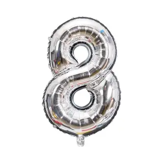 Helium Ballon Zilver Cijfer 8 76cm