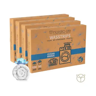 Holistic-Life Milieuvriendelijke Wasstrips - Ocean Breeze 400 Wasbeurten Incl. Wasverzachter – Wasmiddel Wasdoekjes – Wasmiddeldoekjes - Vegan – Zero Waste