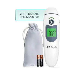 MostEssential 2-in-1 Digitales Fieberthermometer - Ohrthermometer - Stirn- Und Körperthermometer - Fieberthermometer Für Erwachsene, Kinder Und