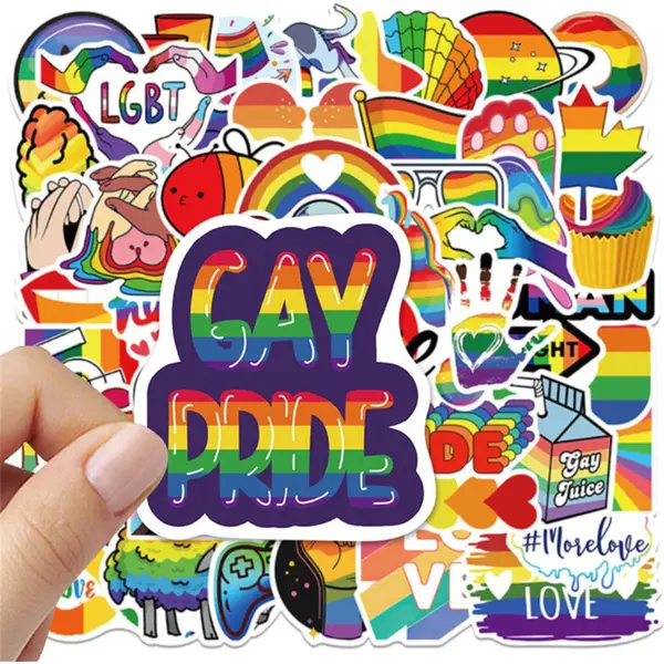 Daily Essentialz Gay Stickers - Regenboog Stickers - Lgbtq - Pride - Regenboog Vlag - Gay Pride - Pride Pin - Regenboog - Stickers Volwassenen - Skate thumbnail
