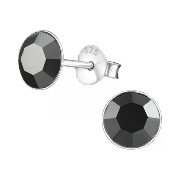 Bijoutheek Zilveren Oorknop, Jet Black Lebowski Kristal (6MM) thumbnail