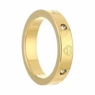 Bijoutheek Ring (Sieraad) Hartjes Witte Stenen Goud