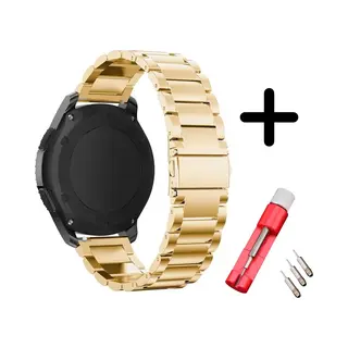 Strap-it Bandje Staal Goud + Toolkit - Geschikt Voor Huawei Watch Gt 2 42mm / Gt 3 42mm / Gt 3 Pro 43mm
