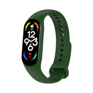 Siliconen Smartwatch Bandje - Geschikt Voor Xiaomi Mi Band 7 Siliconen Bandje - Legergroen - Strap-it Horlogeband / Polsband / Armband
