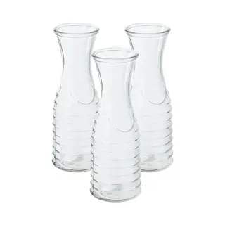 Secret De Gourmet Schenk Karaf - 3x - 1 Liter - Glas - D10 X H26 Cm - Met Uitlopende Hals - Waterkan - Sapkan