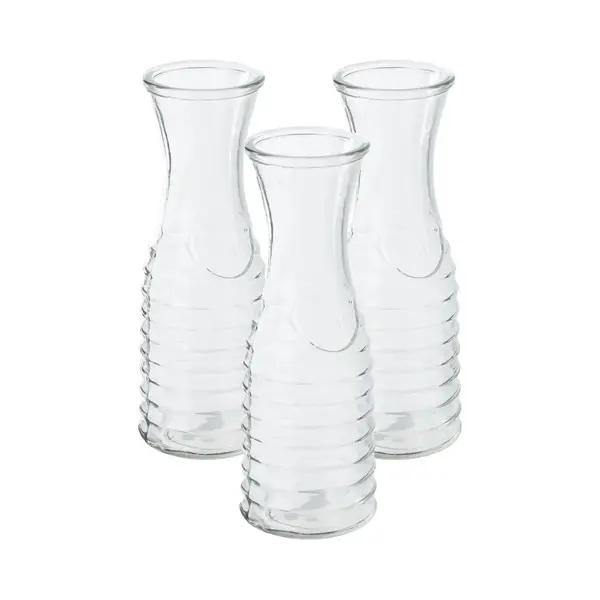 Secret De Gourmet Schenk Karaf - 3x - 1 Liter - Glas - D10 X H26 Cm - Met Uitlopende Hals - Waterkan - Sapkan thumbnail