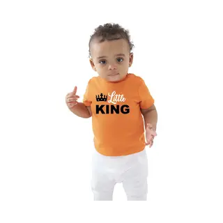 Bellatio Decorations Little King T-shirt Oranje Voor Baby - Peuters / Jongens - Koningsdag Kleding / Outfit 12-18 Mnd
