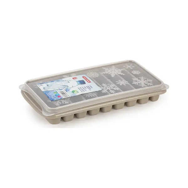 PlasticForte Ijsblokjes Tray - Taupe - Kunststof - 26 X 13 X 4 Cm - Flessenhals Ijsstaafjes - 9 Vakjes thumbnail