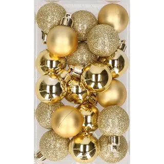 Cosy&Trendy 20x Stuks Kleine Kunststof Kerstballen Goud 3 Cm Mat/glans/glitter - Onbreekbare Plastic Kerstballen - Kerstversiering