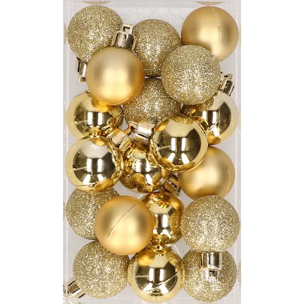 Cosy&Trendy 20x Stuks Kleine Kunststof Kerstballen Goud 3 Cm Mat/glans/glitter - Onbreekbare Plastic Kerstballen - Kerstversiering thumbnail