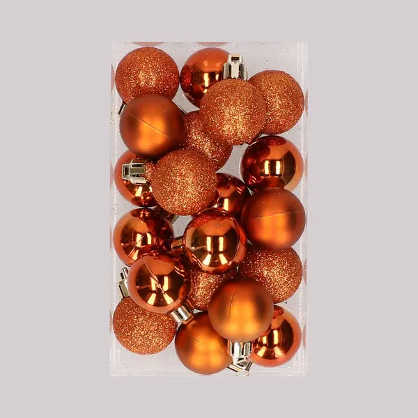 Cosy&Trendy Cosy & Trendy Kleine Kerstballen - Oranje - D3 Cm - Kunststof - Mat/glans/glitter - Kerstversiering thumbnail