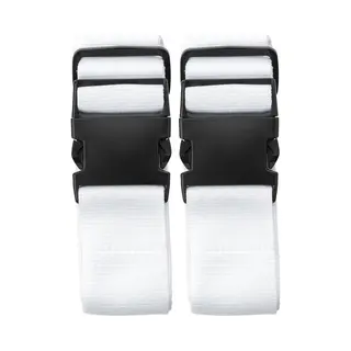 Kofferriem Verstevigende Sluit Riem - 2x Stuks - 180 X 5 Cm - Wit - Clipsluiting - Reizen - Polyester - Kofferband