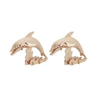 Houten Puzzel Dolfijn - 2x - 3D - 23 Cm - Bouwpakket - Speelgoed