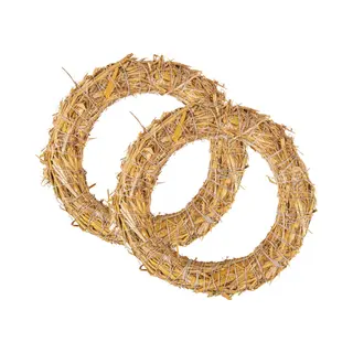 Rayher hobby materialen Rayher Decoratie Krans Van Stro - 2x Stuks - 25 X 6 Cm - Diy Kransen Maken - Kerst Deurkrans/kerstkrans