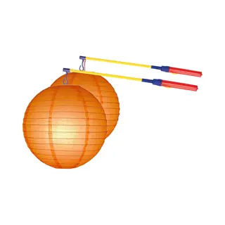 Shoppartners Sint Maarten 2x Stuks Oranje Lampionnen 25 Cm Met 2x Lampionstokjes
