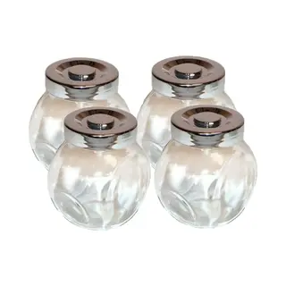 Concorde Kruidenpotjes - 4 Stuks - Transparant - Glas - Schroefdeksel - 150 Ml