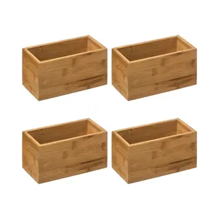 5Five Opberg/sorteer/lade Verdelers Bakjes - 4x Stuks - Bamboe Hout - 18 X 9 X 9.5 Cm