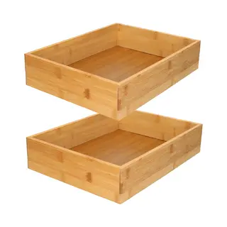 Gerimport Kast/lade Sorteer Organizer - 2x Stuks - Bamboe Hout - Bakje - 32 X 24 X 7 Cm - Sorteerbakjes