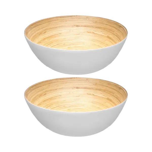 Secret De Gourmet Slakom/serveer Schaaltjes - 2x - Bamboe - Wit - D25cm thumbnail