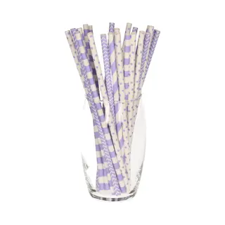 Excellent Houseware Drinkrietjes Van Papier - 100x - Lila/paars - 20 Cm