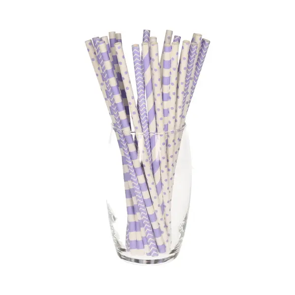 Excellent Houseware Drinkrietjes Van Papier - 100x - Lila/paars - 20 Cm thumbnail