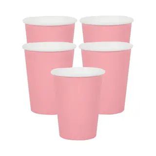 Santex Feest/verjaardag Bekertjes - 20x Stuks - Karton - Roze - 270 Ml