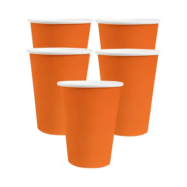 Santex Feest/verjaardag Bekertjes - 20x Stuks - Karton - Oranje - 270 Ml thumbnail