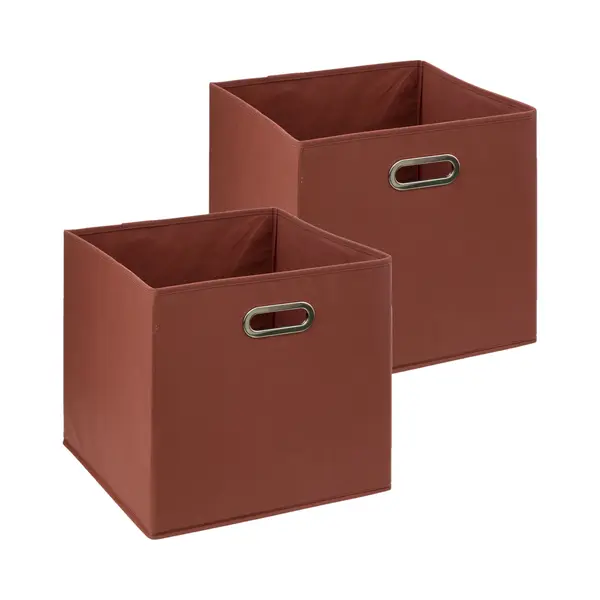 5Five Opbergmand/kastmandje - 2x - Steenrood - 31 X 31 X 31 Cm - 29 Liter - Vakkenkast Manden - Stof Met Versterkte Bodem - Opvouwbaar thumbnail
