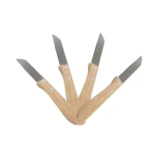 Svenska Living Keukenmesjes/aardappelschilmesjes - 4x Stuks - Hout/rvs - Bruin - 17 Cm