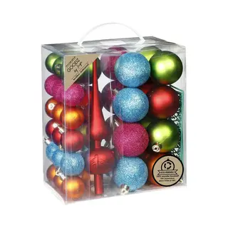 Christmas goods Inge Christmas Kerstballen -39-dlg- Gekleurd - Kunststof - Met Piek
