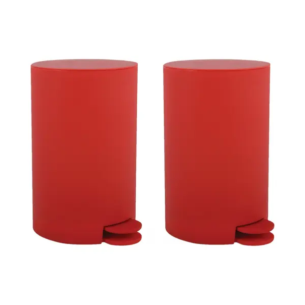 Msv Pedaalemmer - 2x - Kunststof - Rood - 3L - Klein Model - 15 X 27 Cm - Badkamer/toilet thumbnail