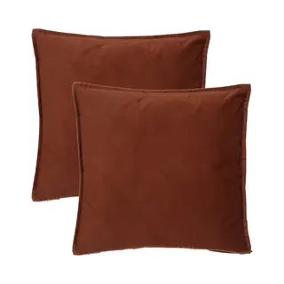 Atmosphera Bank/sierkussens Huiskamer Sophia - 2x Stuks - 52 X 52 Cm - Terracotta - Polyester - Met Rits