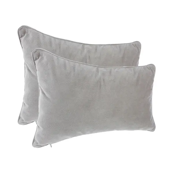 Atmosphera Bank/sierkussens Huiskamer Sophia - 2x Stuks - 30 X 50 Cm - Zilvergrijs - Polyester - Met Rits thumbnail