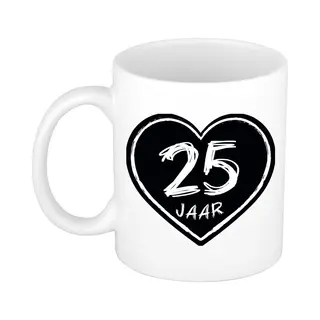 Bellatio Decorations Cadeau Mok/beker - 25 Jaar - Verjaardag - Keramiek - 300 Ml