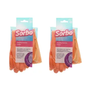 Sorbo Huishoudhandschoenen - 2x - Maat S - Oranje - Extra Sterk - Schoonmaakhandschoenen