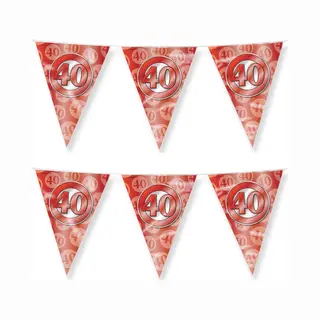 Paper dreams Paperdreams Jubileum 40 Jaar Getrouwd Vlaggetjes - 2x - Feestversiering - 10m - Dubbelzijdig