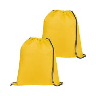 Gymtas/lunchtas/zwemtas Met Rijgkoord - 2x - Voor Kinderen - Geel - 35 X 41 Cm - Rugtas