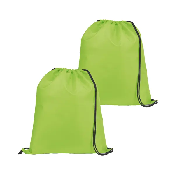 Gymtas/lunchtas/zwemtas Met Rijgkoord - 2x - Voor Kinderen - Lime Groen - 35 X 41 Cm - Rugtas thumbnail