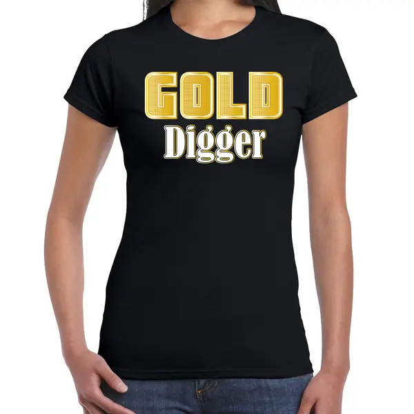 Bellatio Decorations Foute Party T-shirt - Dames - Foute Party Outfit/kleding - Gold Digger Xxl thumbnail