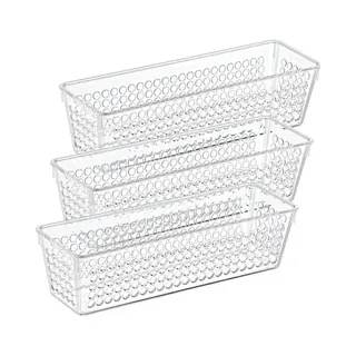 Storage Solutions Organizer/opbergmandje - 3x - Kunststof - Transparant - 0.8L - 23 X 7.5 X 6 Cm