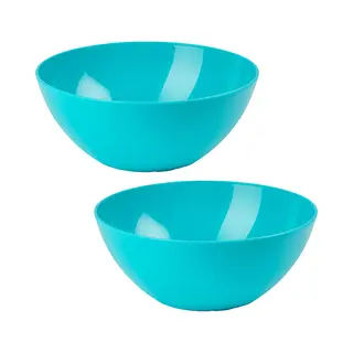Plasticforte Serveerschaal/saladeschaal - 2x Stuks - D20 X H8 Cm - Kunststof - Blauw