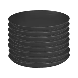 PlasticForte Rond Bord/camping Bord - 8x - D22 Cm - Zwart - Kunststof