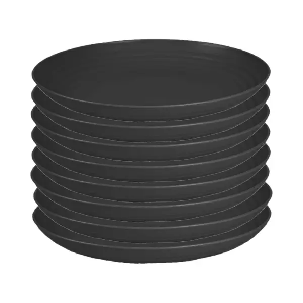 PlasticForte Rond Bord/camping Bord - 8x - D22 Cm - Zwart - Kunststof thumbnail