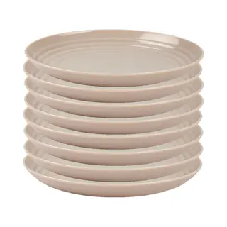 PlasticForte Rond Diner Bord/camping Bord - 8x - D25 Cm - Beige - Kunststof - Onbreekbaar