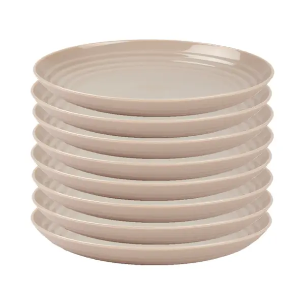 PlasticForte Rond Diner Bord/camping Bord - 8x - D25 Cm - Beige - Kunststof - Onbreekbaar thumbnail