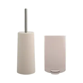 Msv Toiletborstel In Houder/pedaalemmer Set Moods - Kunststof - Taupe/beige
