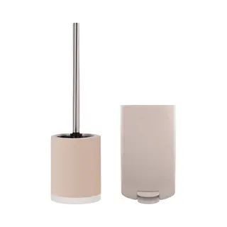 Msv Toiletborstel In Houder/pedaalemmer Set Napoli - Keramiek/kunststof - Taupe/beige