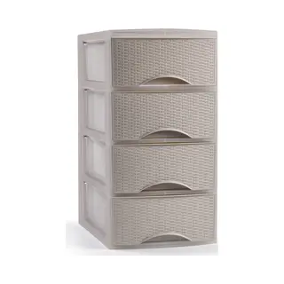 Plasticforte Ladeblokje/bureau Organizer Met 4 Lades - Beige - H34 X B18 X D25 Cm