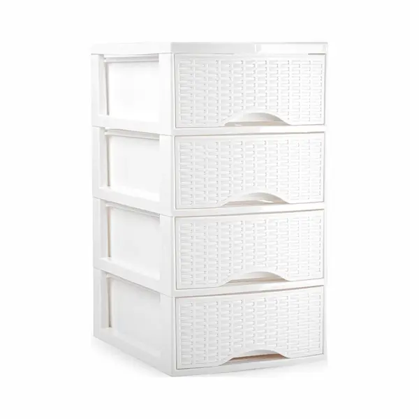 Plasticforte Ladeblokje/bureau Organizer Met 4x Lades - Wit - L24 X B18 X H34 Cm thumbnail