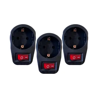 Benson Stopcontact Adapter - 3x - Zwart - Met Randaarde En Schakelaar - Verdeelstekkers
